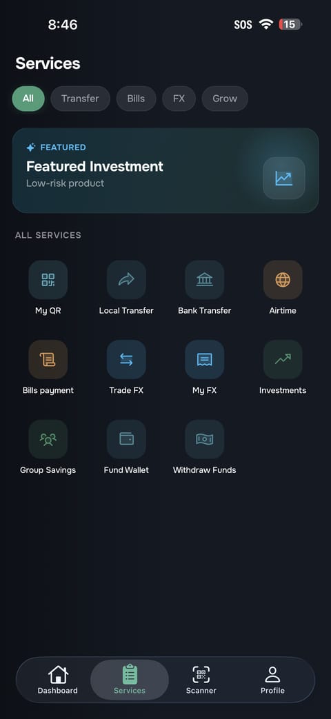 Plural app services screen